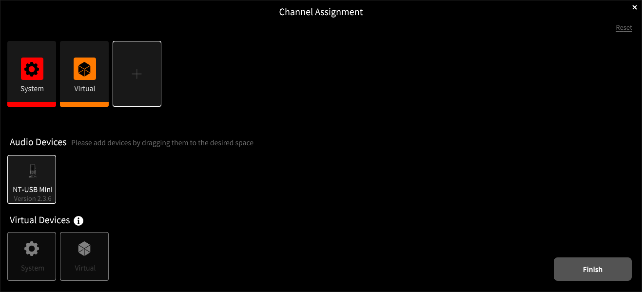 RØDE Connect microphones setup screen